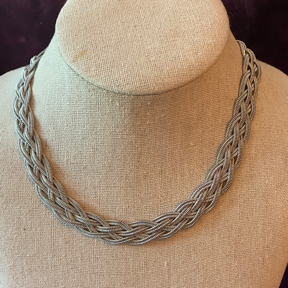 Elegant Vintage Silver Braided Necklace